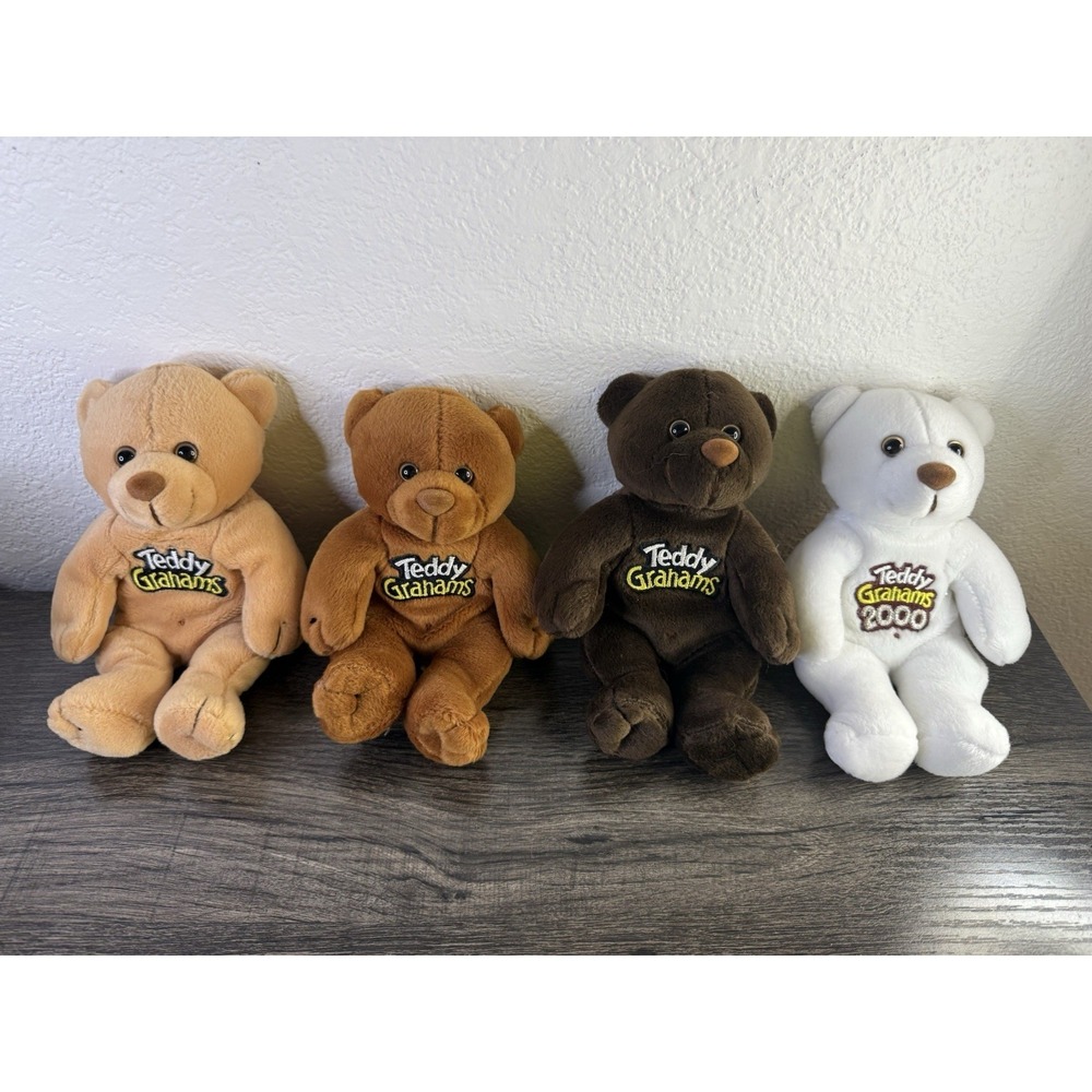 Lot of 4 Teddy Grahams Plush Bears – Nabisco Promo 90s Y2K Vintage Collectible